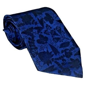 GUCCI Men's 100% Silk Skinny Necktie ITALY  FLORAL Blue EUC Rare 3.75 X 55
